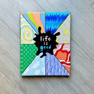 Colorful Abstract Life is Good Canvas Art
